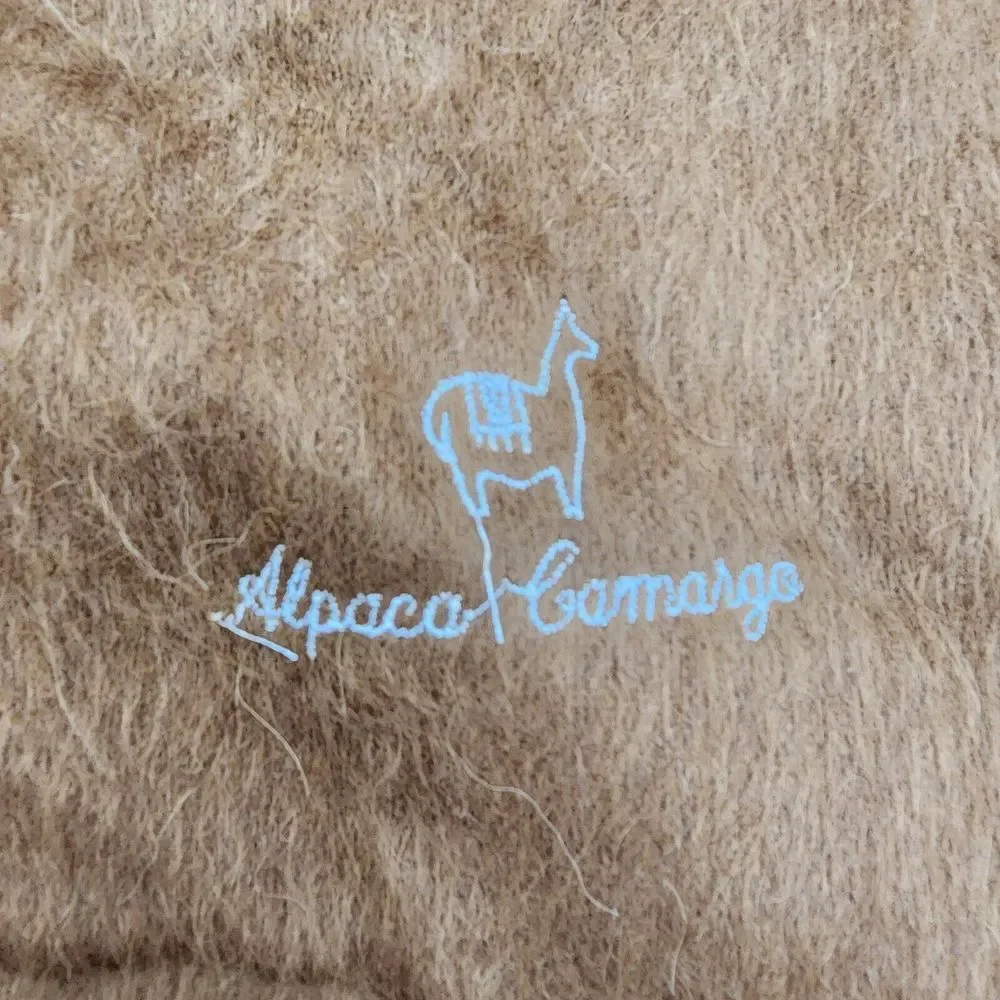 Alpaca Camargo Unisex Brown Fringe Scarf‎ Shawl Alpaca Blend Length 69 inch
